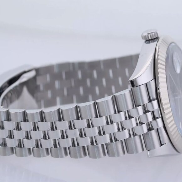 MINT MENS FLUTED BLACK ROLEX DATEJUST WITH BOX - Picture 7 of 7